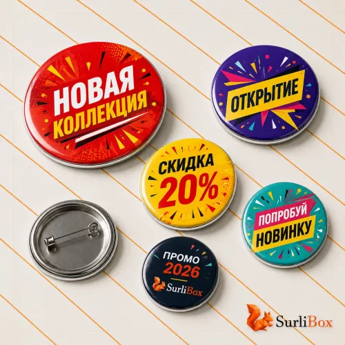 Рекламный закатной значок