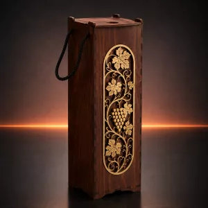 Коробка под бутылку из фанеры с виноградным декором