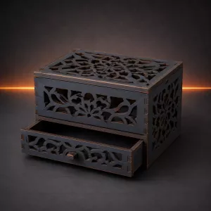 Шкатулка из фанеры с выдвижным ящиком